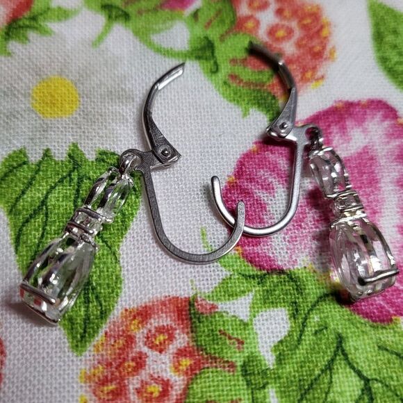 White Topaz Sterling Silver Drop Earrings - Picture 5 of 7